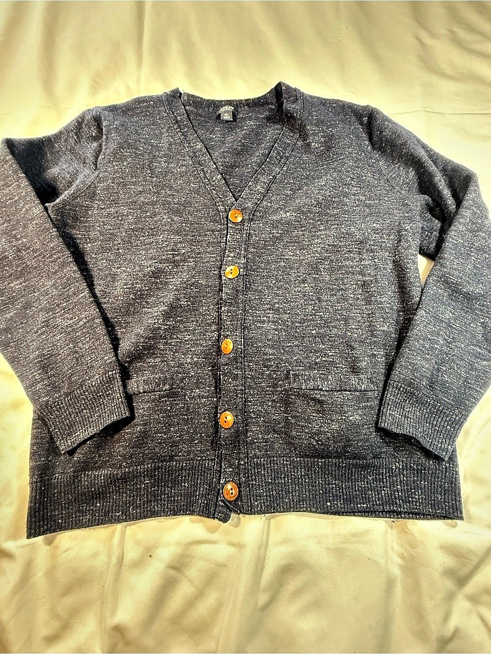 J.Crew Men's Wool Linen Cardigan Gray XL